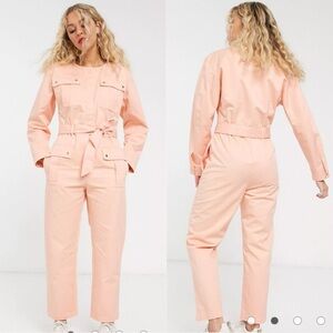 & Other Stories pocket detail utility jumpsuit in bleached peach pastel size 2
